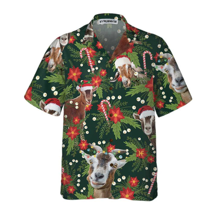 Lune London | Christmas Goat Hawaiian Shirt with Christmas Star, Fun Christmas Goat Shirt