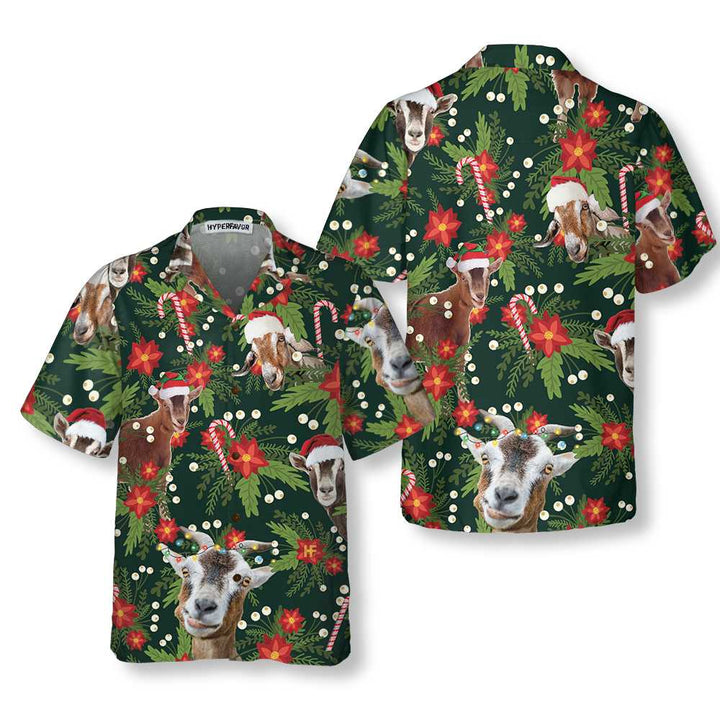 Lune London | Christmas Goat Hawaiian Shirt with Christmas Star, Fun Christmas Goat Shirt