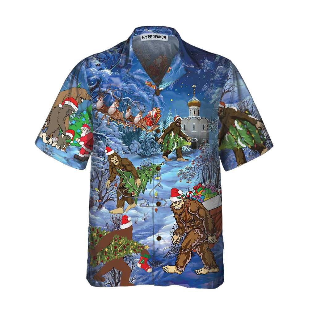 Lune London | Bigfoot Hawaiian Shirt Christmas Vacation, Sasquatch Christmas Vacation Shirt, Best Gift for Christmas