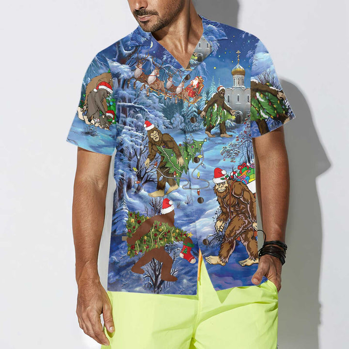 Lune London | Bigfoot Hawaiian Shirt Christmas Vacation, Sasquatch Christmas Vacation Shirt, Best Gift for Christmas