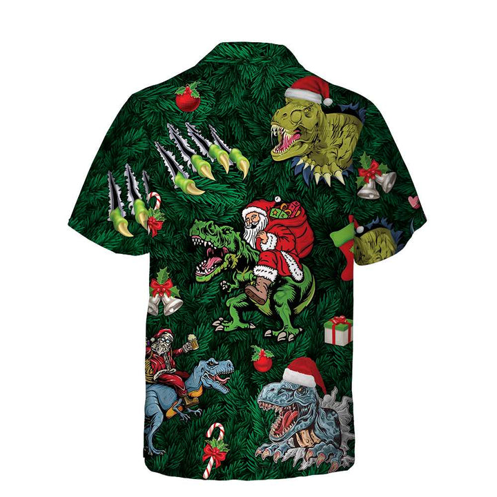 Lune London | Christmas Holidays with T-Rex Hawaiian Shirt, Fun Christmas Shirt with Dinosaur, Best Christmas Gift Idea