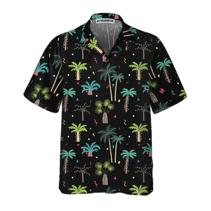 Lune London | Chemise en coton palmiers de Noël, chemise de Noël amusante pour hommes
