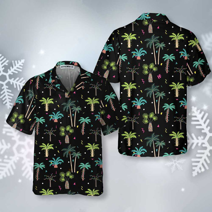 Lune London | Chemise en coton palmiers de Noël, chemise de Noël amusante pour hommes