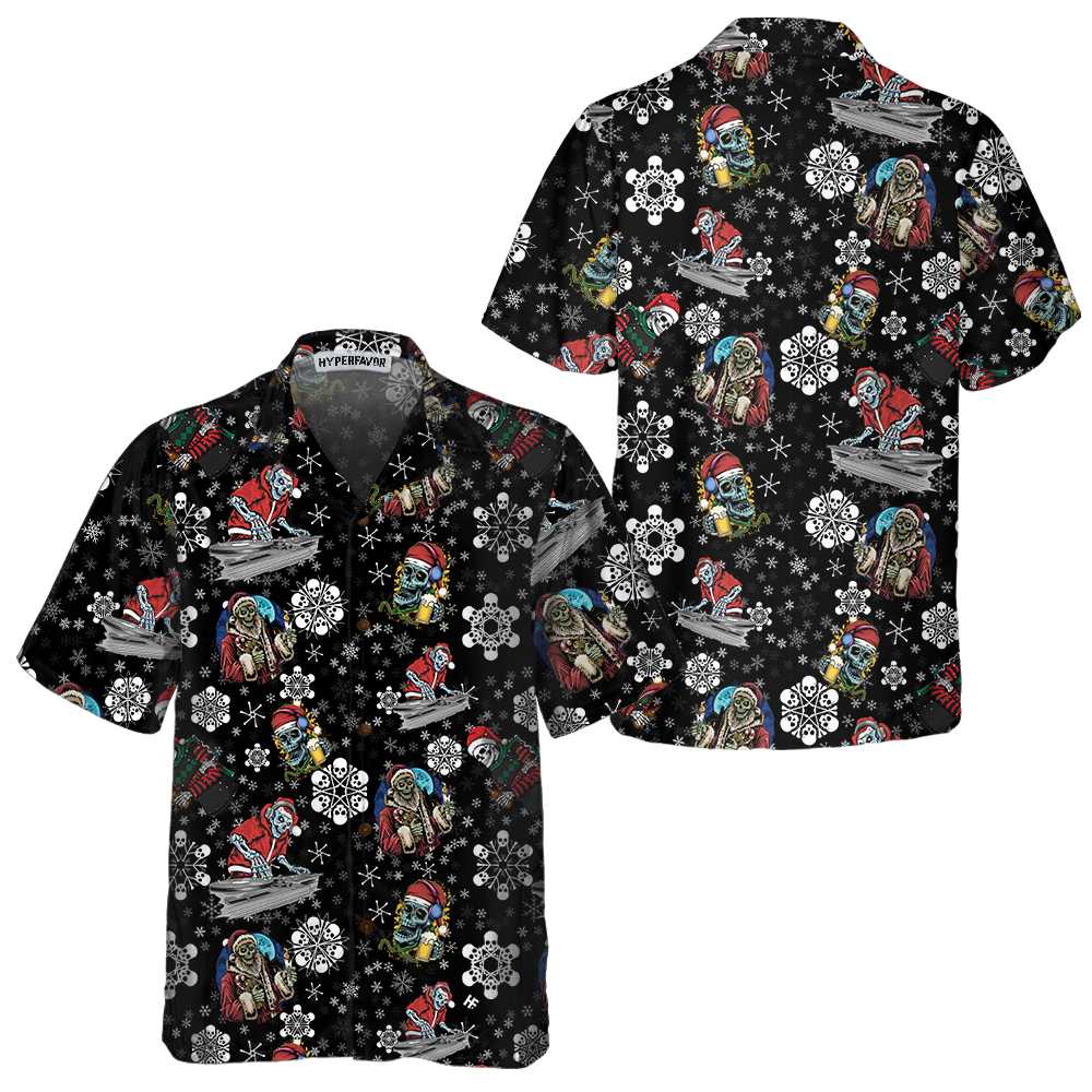 Lune London | Christmas Night Party with Hawaiian Skeleton Shirt, Santa Skeleton Shirt, Best Gift for Christmas