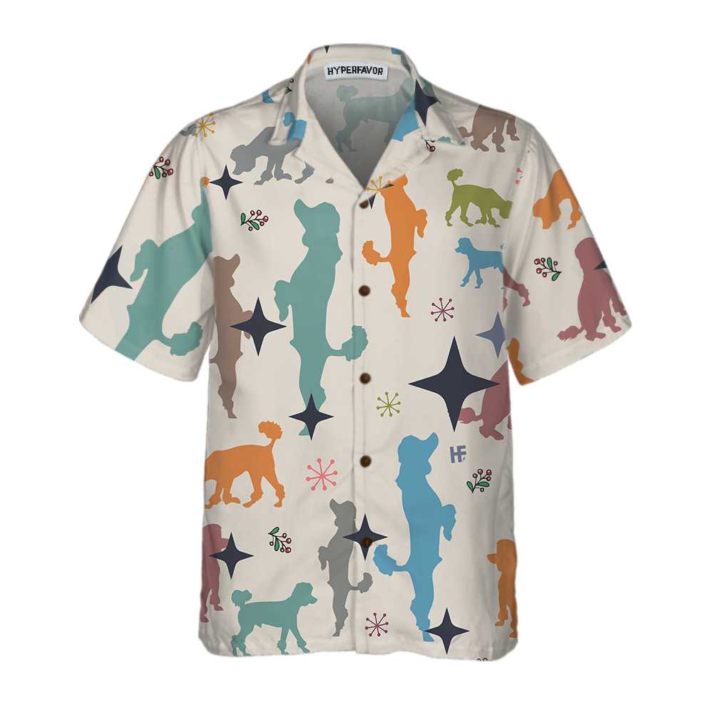 Lune London | Seamless Christmas Poodle Print Hawaiian Shirt, Christmas Shirt for Poodle, best Christmas gift idea