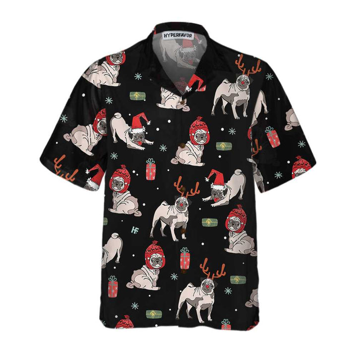 Lune London | Pug Christmas Hawaiian Shirt, Pug Christmas Shirt for Men and Women, Best Christmas Gift Idea