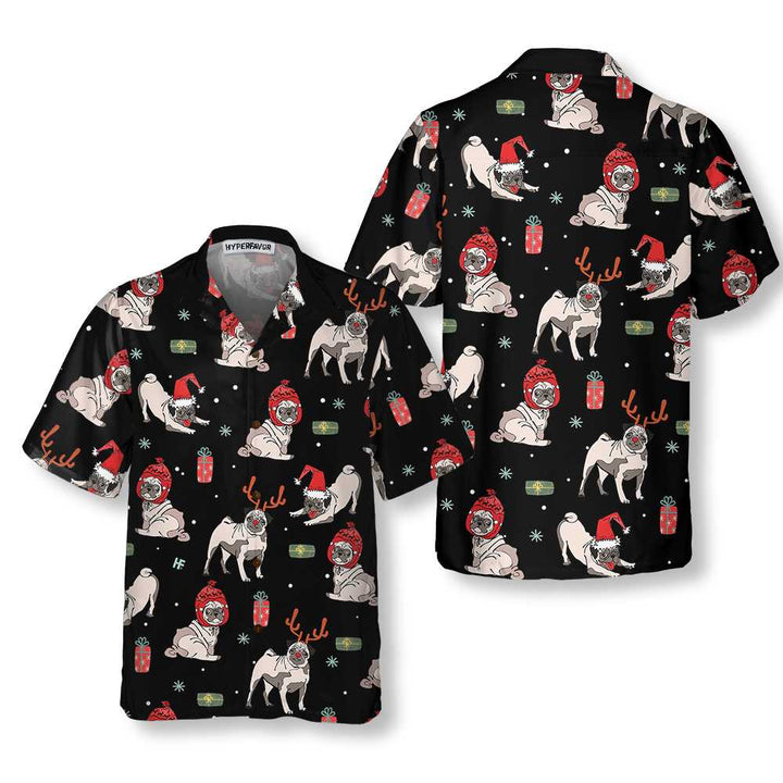 Lune London | Pug Christmas Hawaiian Shirt, Pug Christmas Shirt for Men and Women, Best Christmas Gift Idea