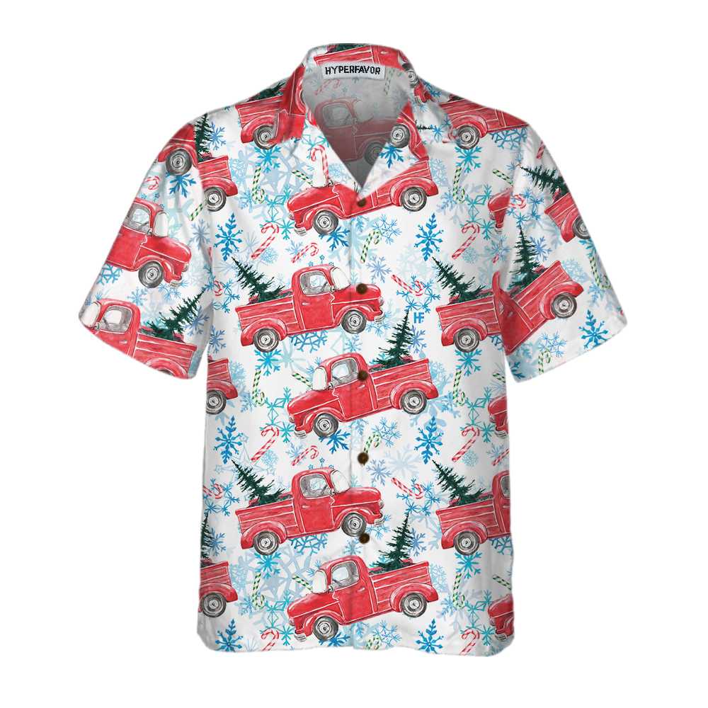 Lune London | Chemise hawaïenne à rayures de bonbon rétro rouge Noël