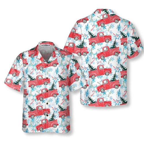 Lune London | Chemise hawaïenne à rayures de bonbon rétro rouge Noël