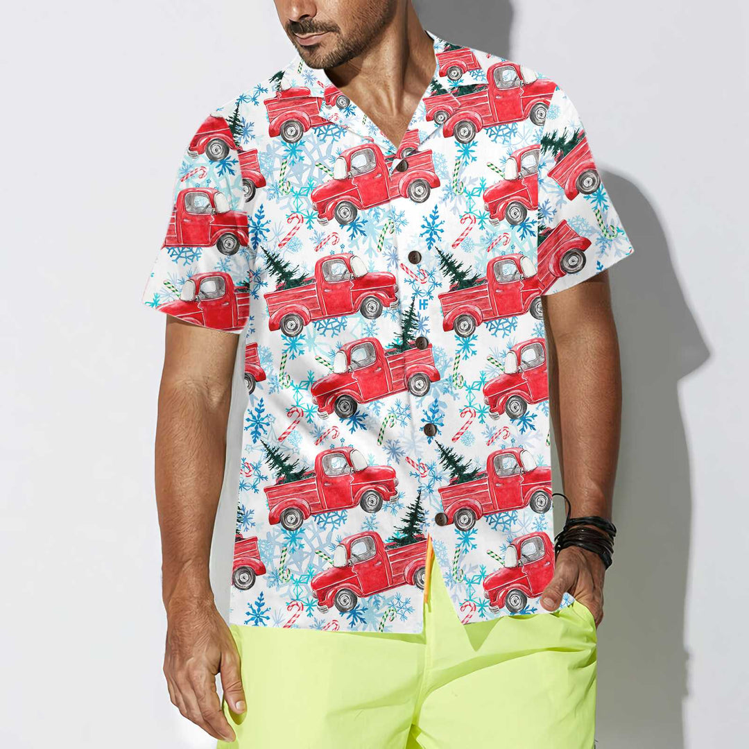 Lune London | Chemise hawaïenne à rayures de bonbon rétro rouge Noël