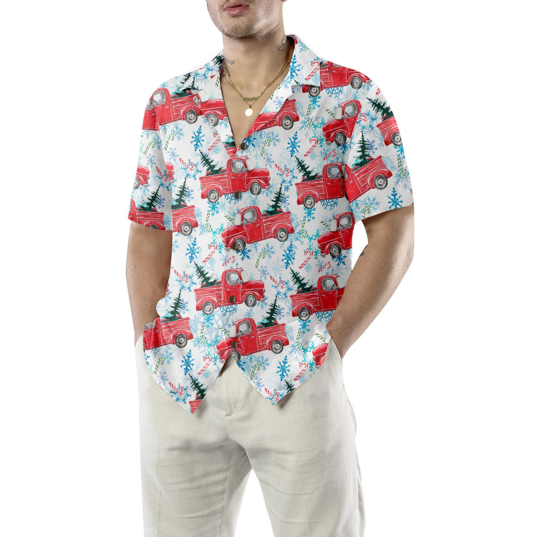 Lune London | Chemise hawaïenne à rayures de bonbon rétro rouge Noël