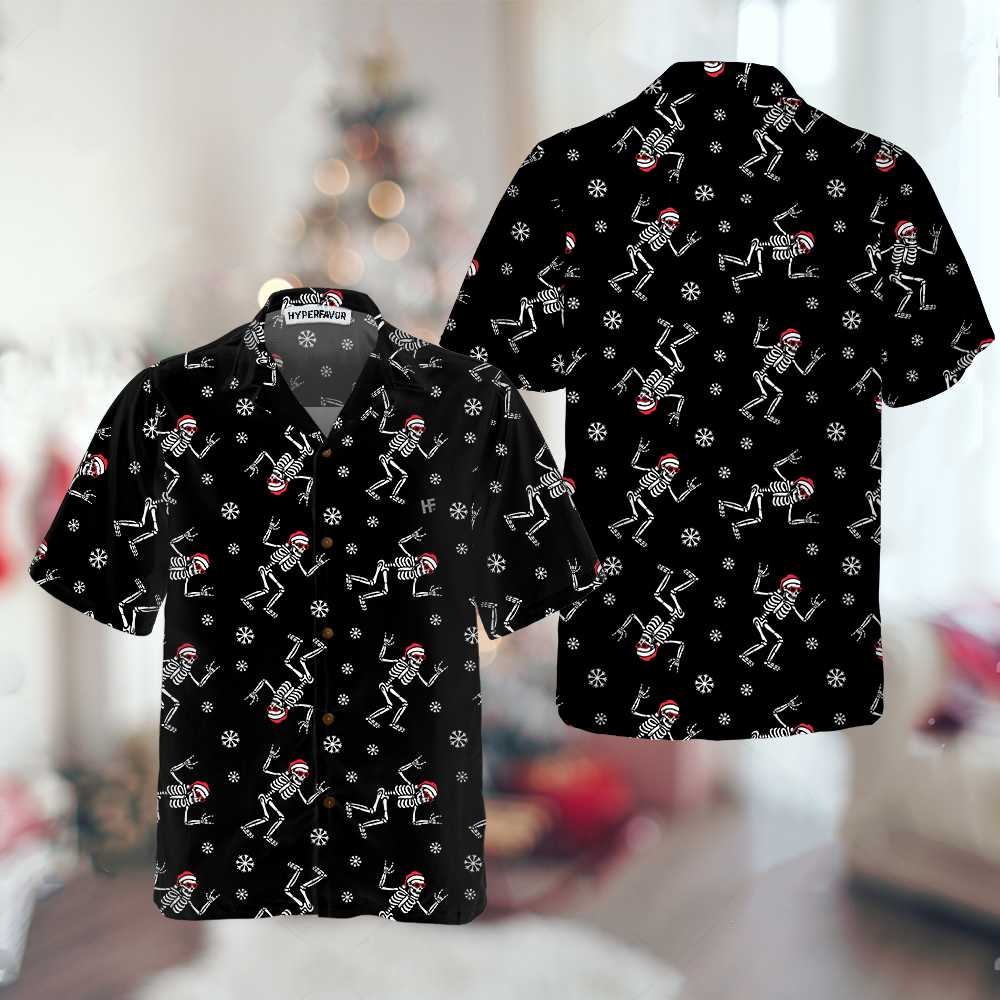 Lune London | Jupe de Noël Chemise hawaïenne, Chemise amusante avec os de Noël