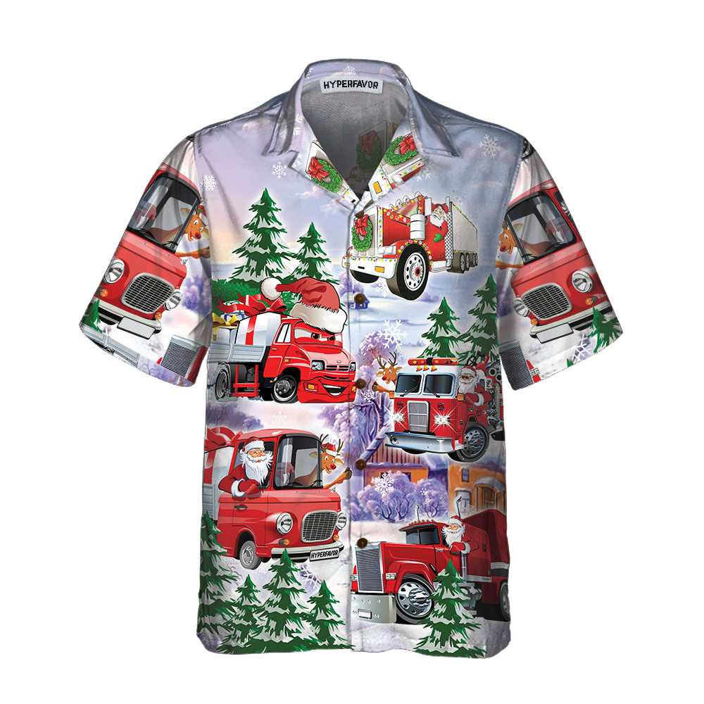 Lune London | Christmas Truck Hawaiian Shirt, Red Truck Christmas Shirt, Best Christmas Gift