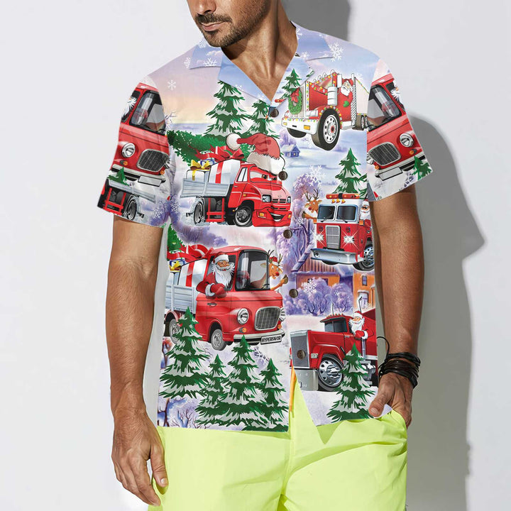Lune London | Christmas Truck Hawaiian Shirt, Red Truck Christmas Shirt, Best Christmas Gift