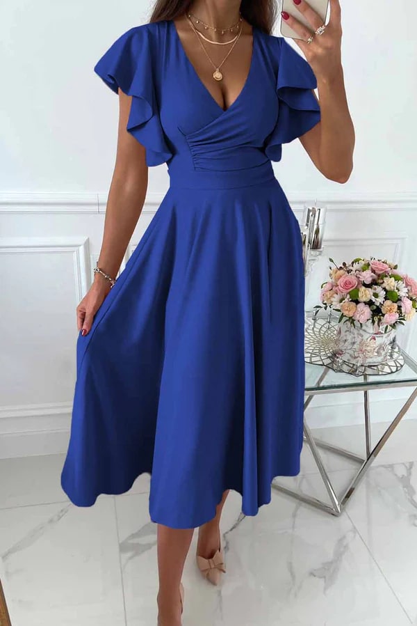Lune London | Elegant Midi Dress with Butterfly Sleeves