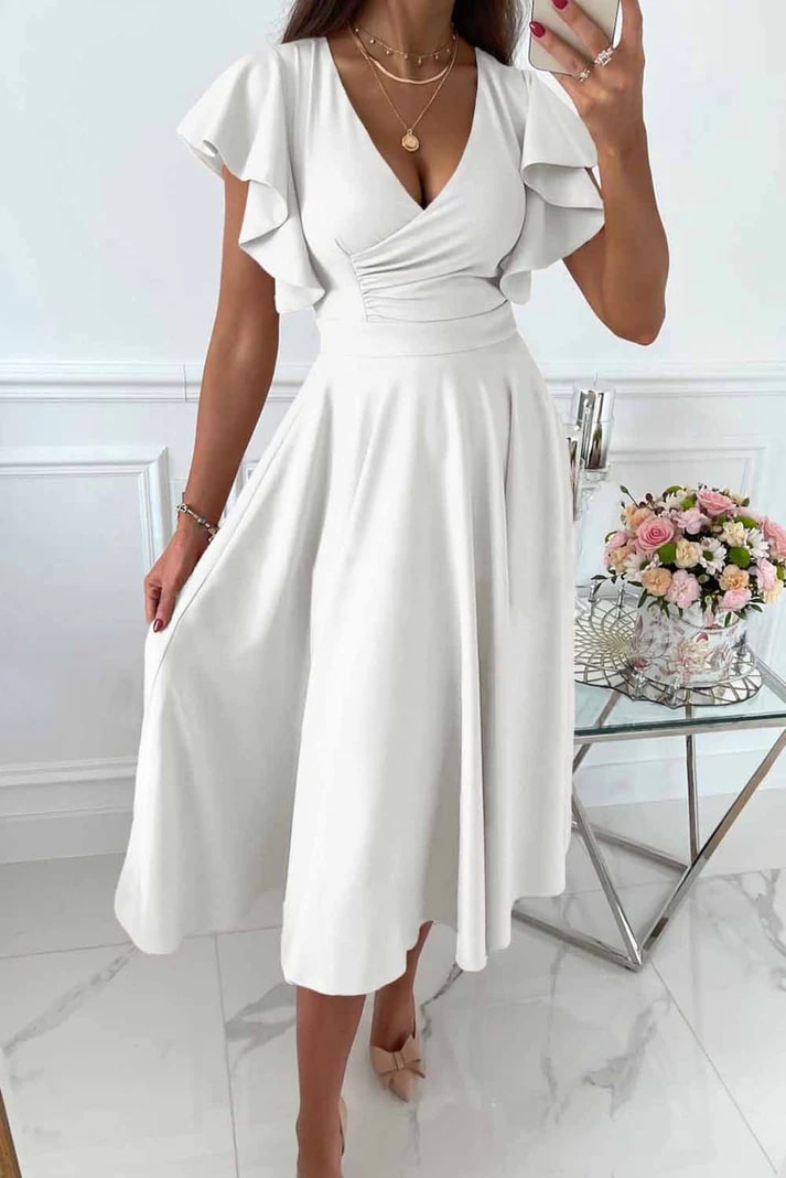 Lune London | Elegant Midi Dress with Butterfly Sleeves