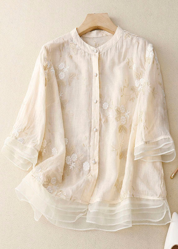 Lune London | Embroidered Cotton Linen Blouse