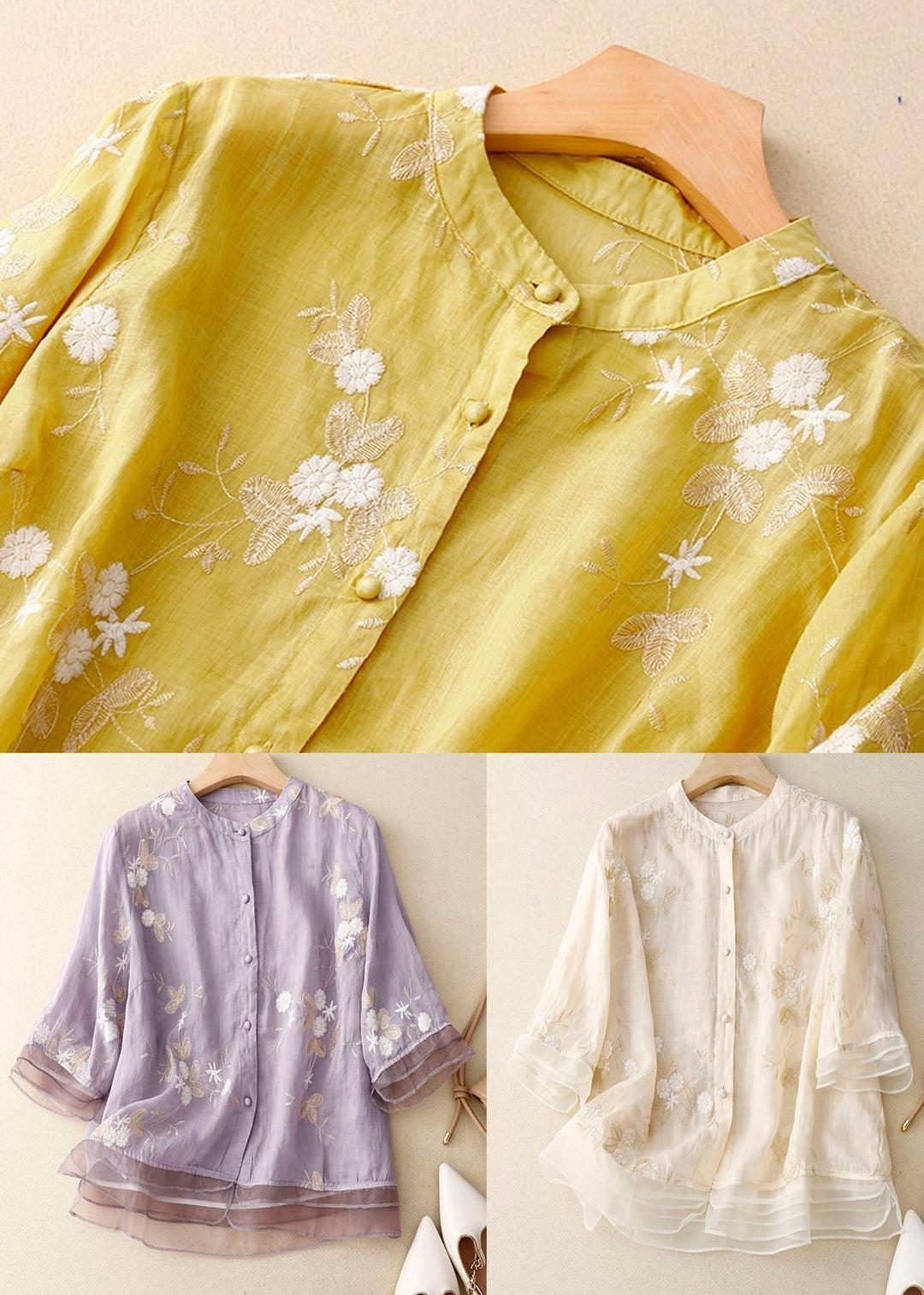 Lune London | Embroidered Cotton Linen Blouse