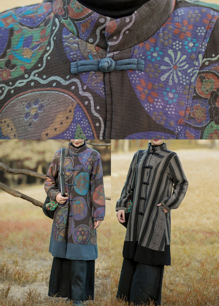 Lune London | Color of flowers High collar Pockets Print Cotton Coats Long sleeves