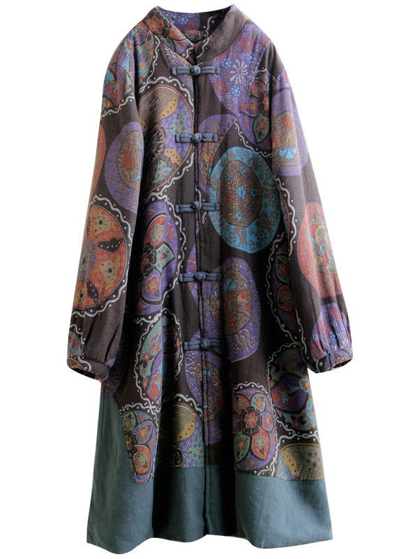 Lune London | Color of flowers High collar Pockets Print Cotton Coats Long sleeves