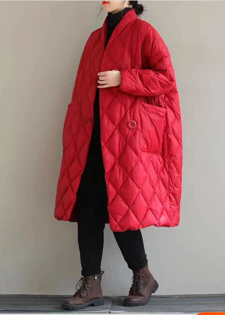 Lune London | Solid red high collar jacket with large pockets padded in fine cotton winter