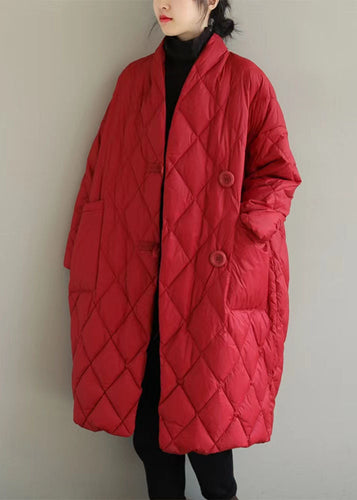 Lune London | Solid red high collar jacket with large pockets padded in fine cotton winter