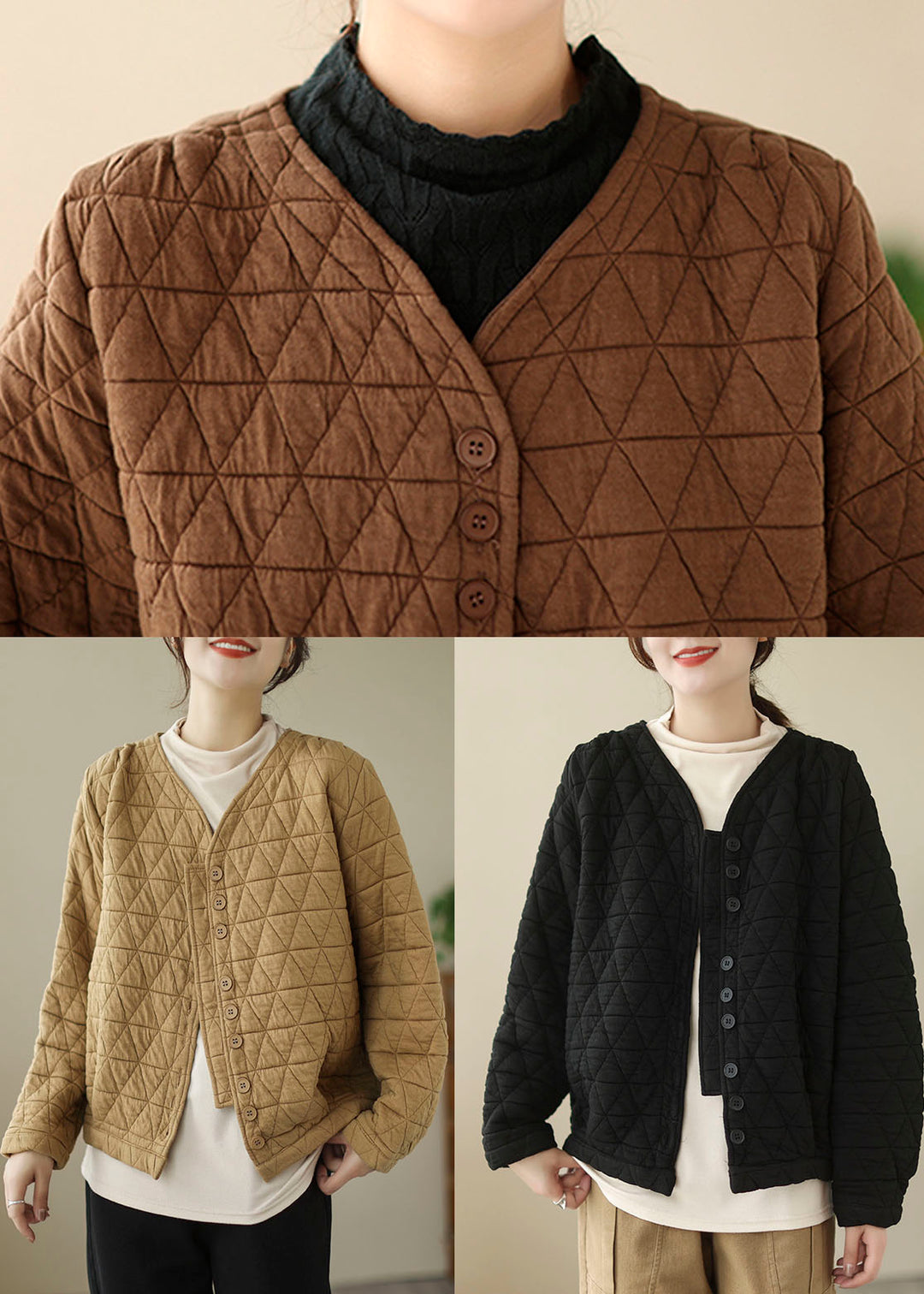 Lune London | Fine cotton winter coats padded with V neck button winter