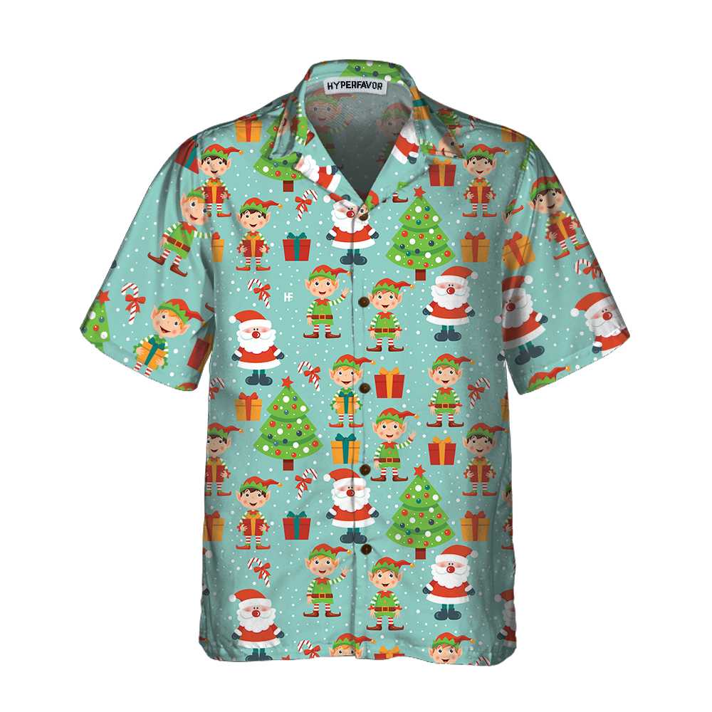 Lune London | Colorful Santa Helper patterned Hawaiian shirt, fun Christmas shirt, best Christmas gift idea
