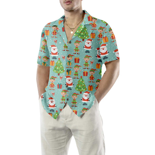 Lune London | Colorful Santa Helper patterned Hawaiian shirt, fun Christmas shirt, best Christmas gift idea