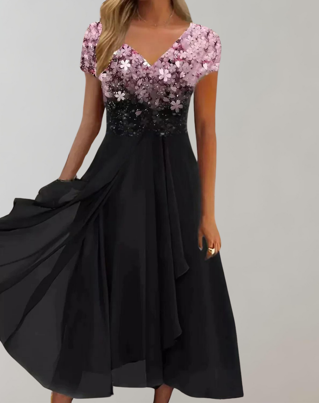 Lune London | Dress with Luminous Flowers Evening Dress for Women Shiny Top Dress