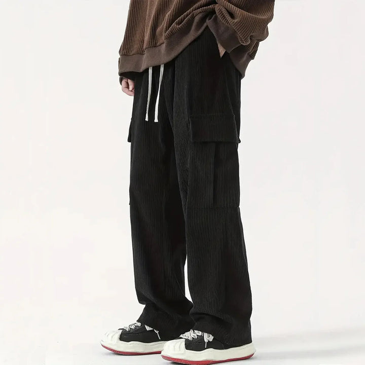 Lune London | Corduroy Pants for Men - Loose Fit, Flexible Waist - Full Length