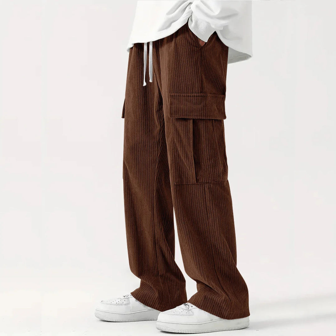 Lune London | Corduroy Pants for Men - Loose Fit, Flexible Waist - Full Length