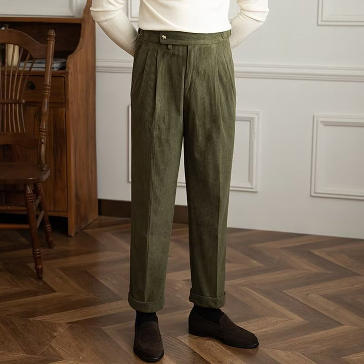 Lune London | Corduroy pants for men - High waist, Pleated front