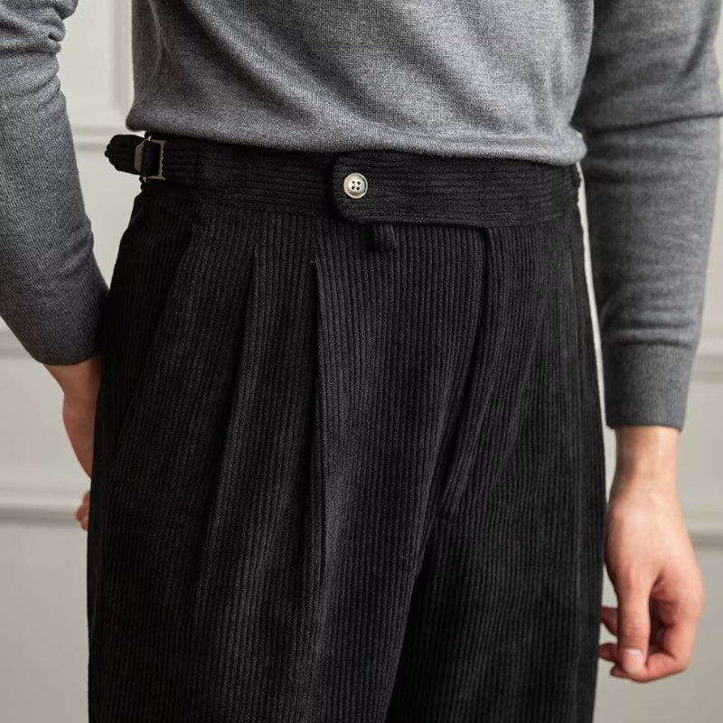 Lune London | Corduroy pants for men - High waist, Pleated front