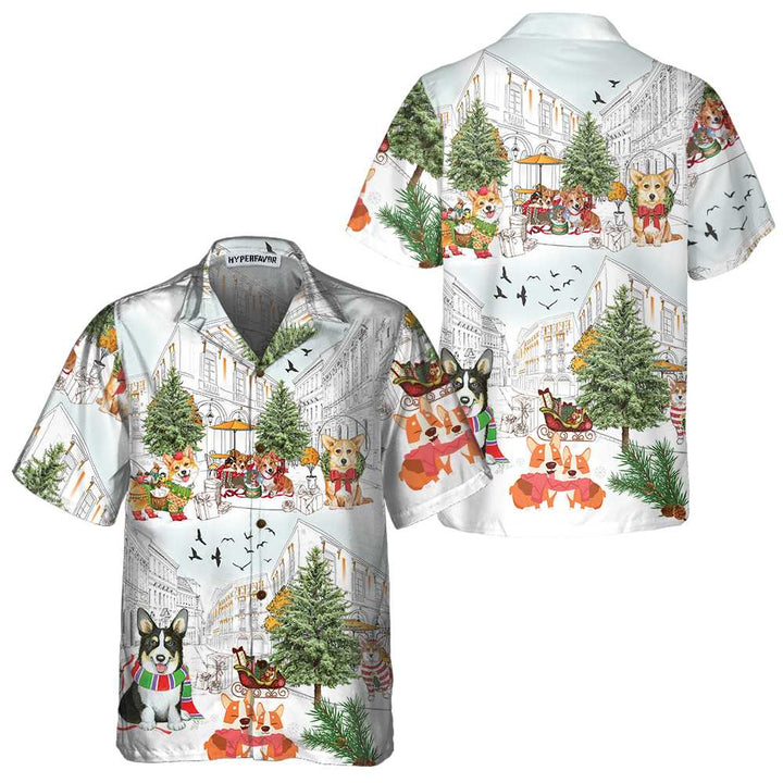 Lune London | Corgis At Christmas Hawaiian Shirt, Christmas Corgi Shirt for Men & Women, Best Christmas Gift