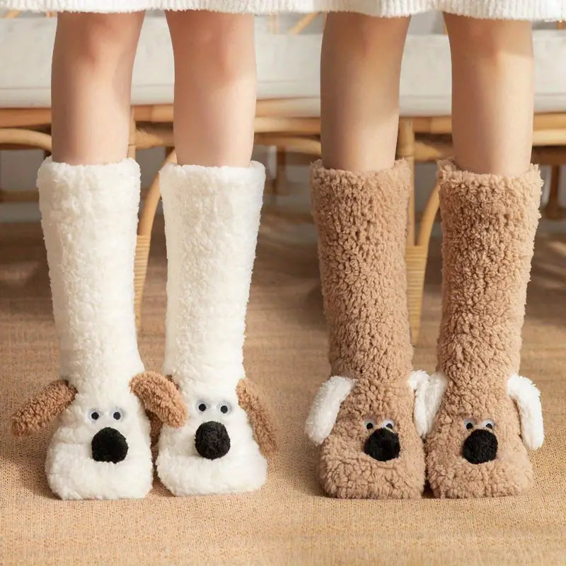 Lune London | Winter plush non-slip socks with animal pattern for kids and adults