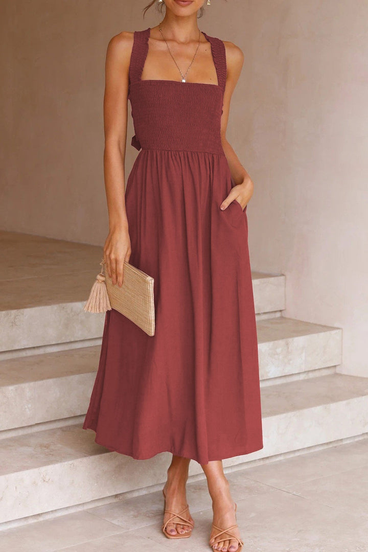 Lune London | Crisscross Tie-Back Midi Dress