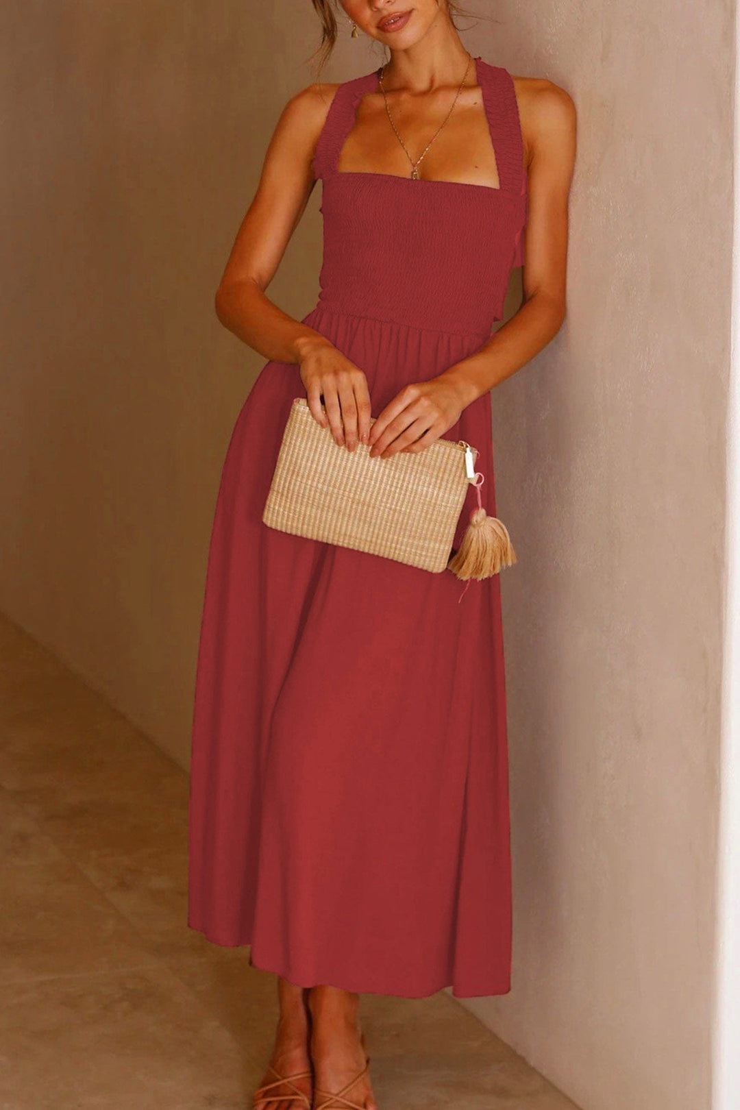 Lune London | Crisscross Tie-Back Midi Dress