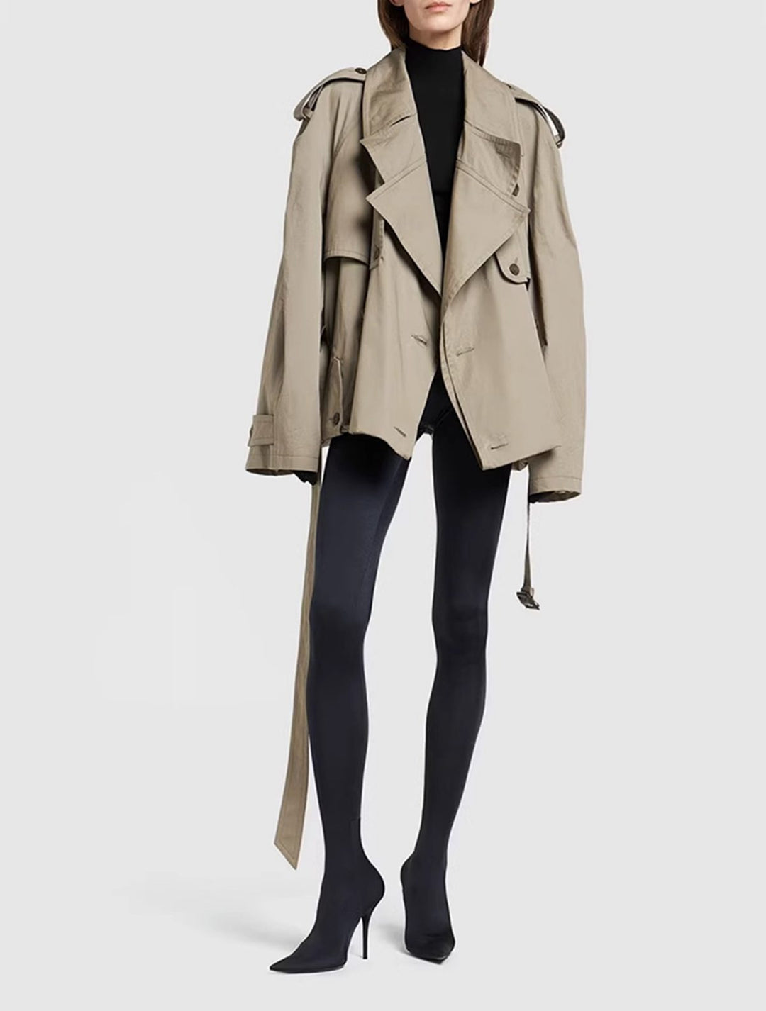 Lune London | Women's Modern Cropped Trench Coat with Long Sleeves