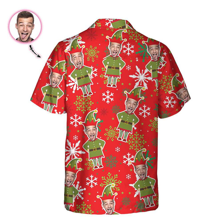 Lune London | Custom Christmas Hawaiian shirt with personalized elf face, green elf shirt, personalized gift for Christmas