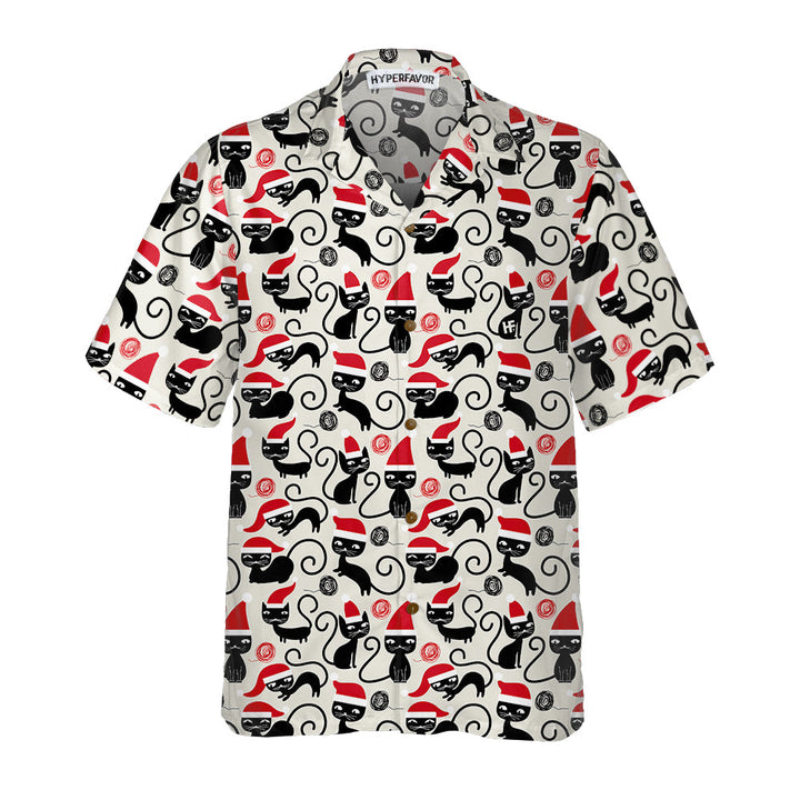 Lune London | Cute Cat Hawaiian Shirt for Christmas, Fun Catmas T-Shirt, Best Gift for Christmas