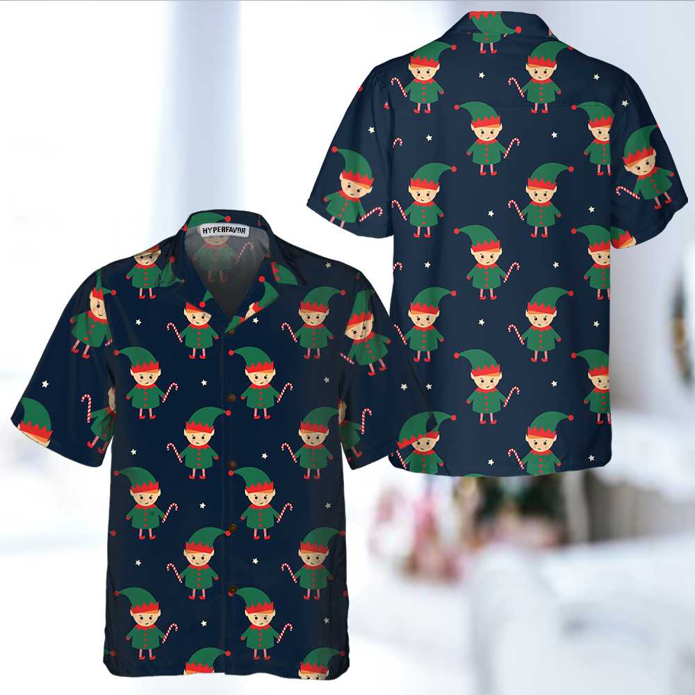 Lune London | Small elf with Hawaiian shirt made of sugar cane, fun Christmas elf t-shirt, best Christmas gift idea