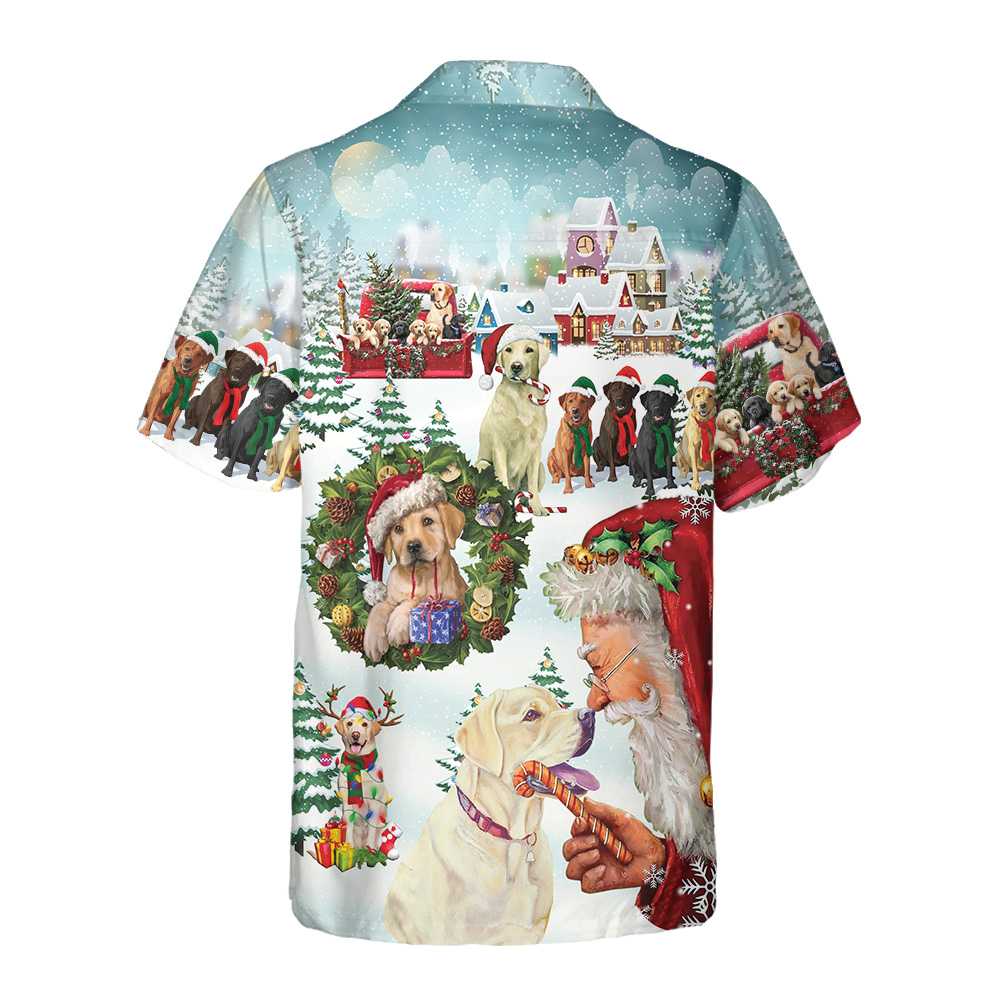 Lune London | Christmas Hawaiian shirt with cute Labrador dogs, fun Labrador shirt, best Christmas gift