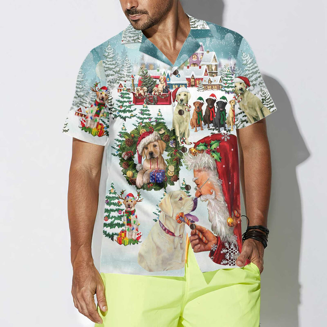 Lune London | Christmas Hawaiian shirt with cute Labrador dogs, fun Labrador shirt, best Christmas gift