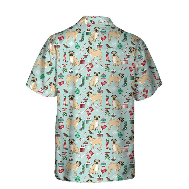Lune London | T-shirt hawaïen de Noël mignon Pug, T-shirt hawaïen drôle de chien de Noël
