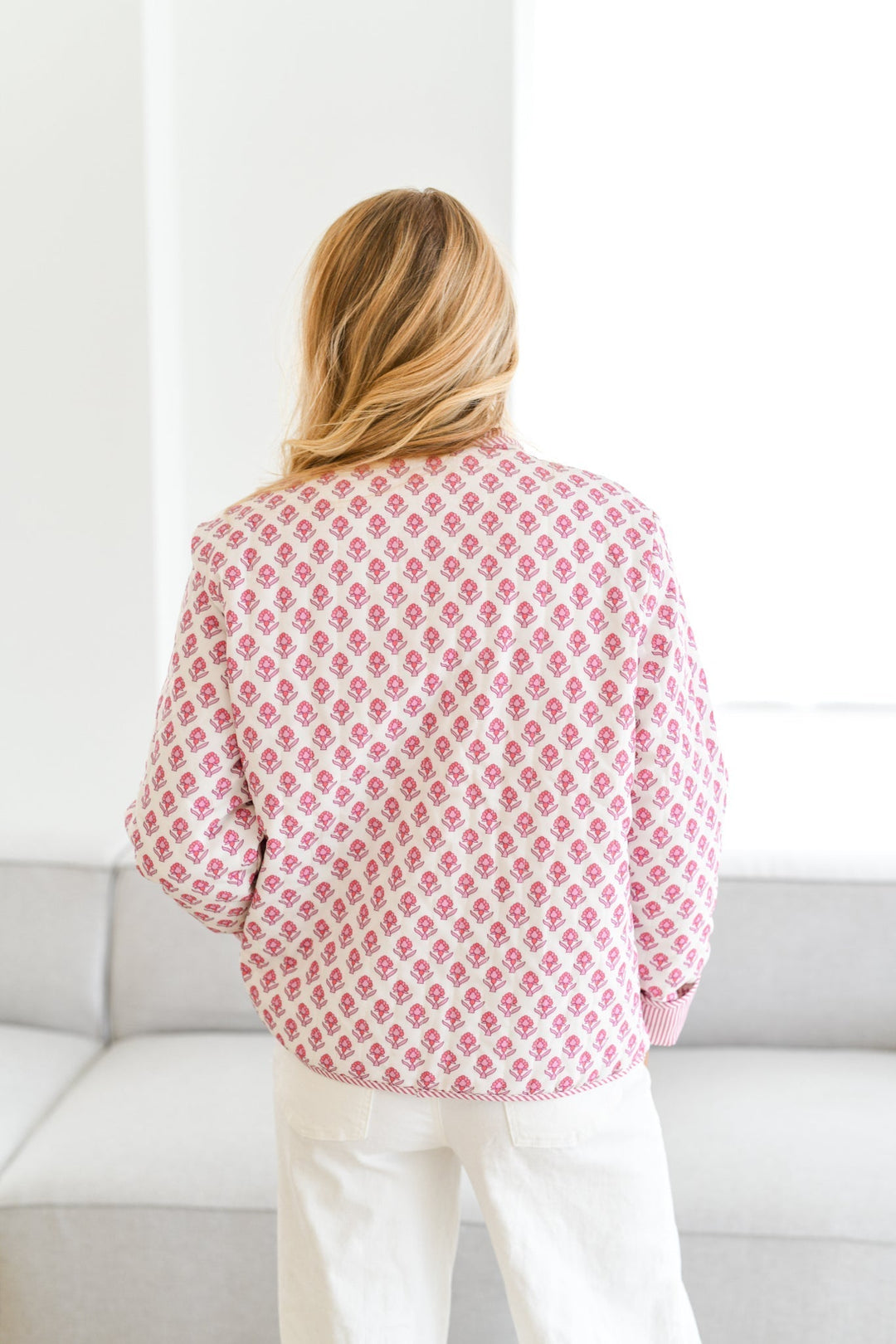 Lune London | Printed quilted jacket - Baby Pink