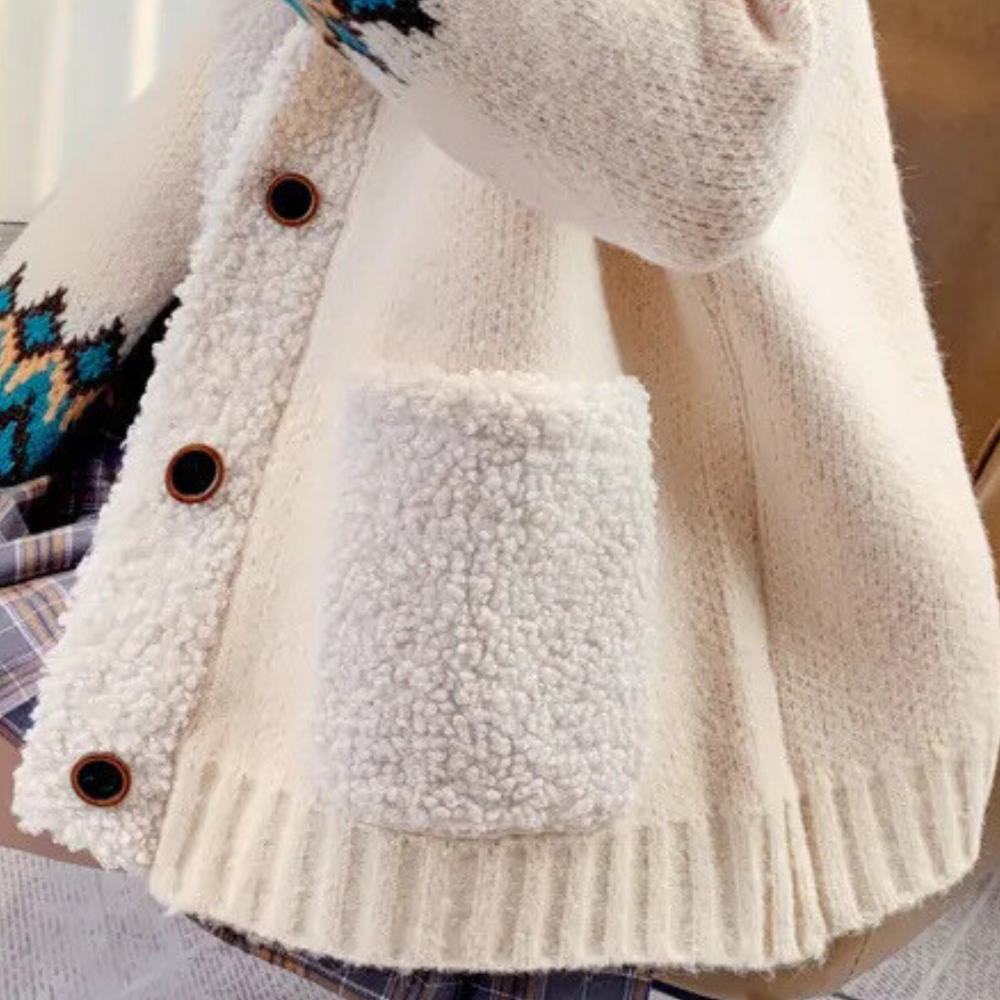 Lune London | Knitted winter jacket with fleece collar - Leisurewear