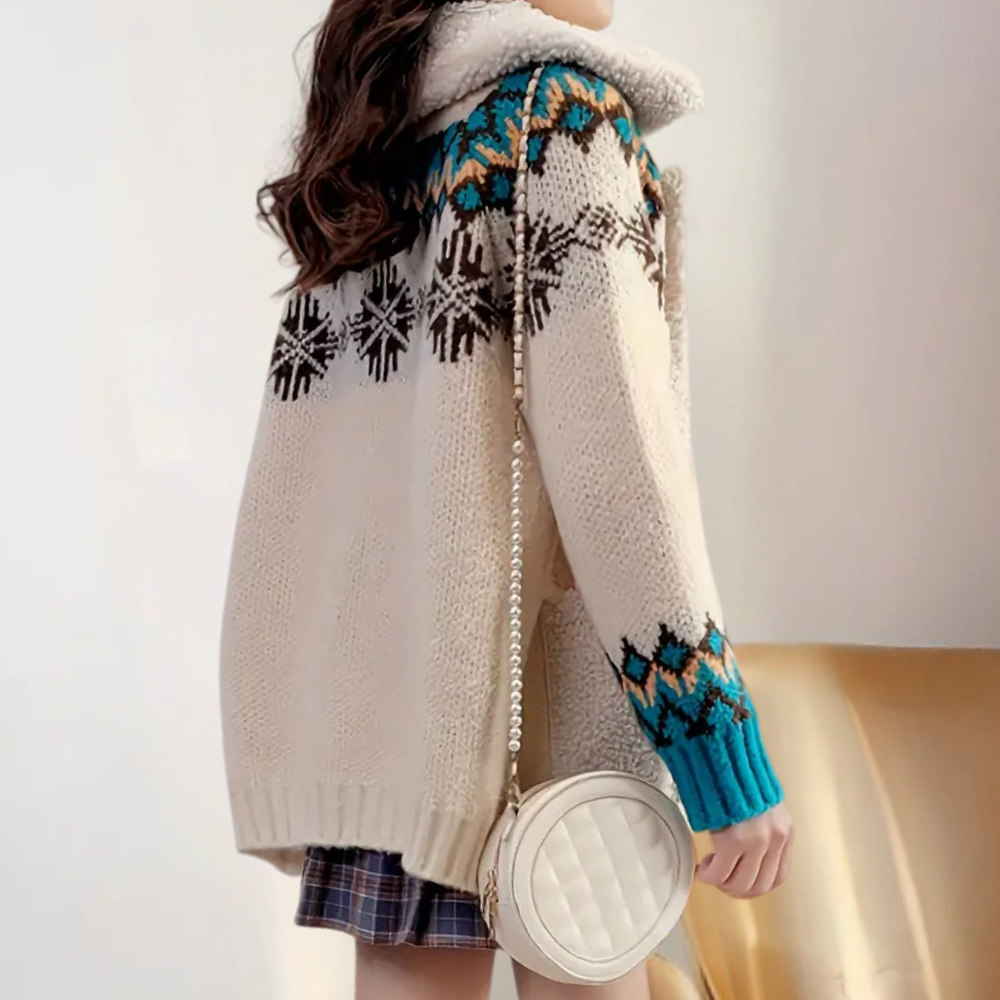 Lune London | Knitted winter jacket with fleece collar - Leisurewear