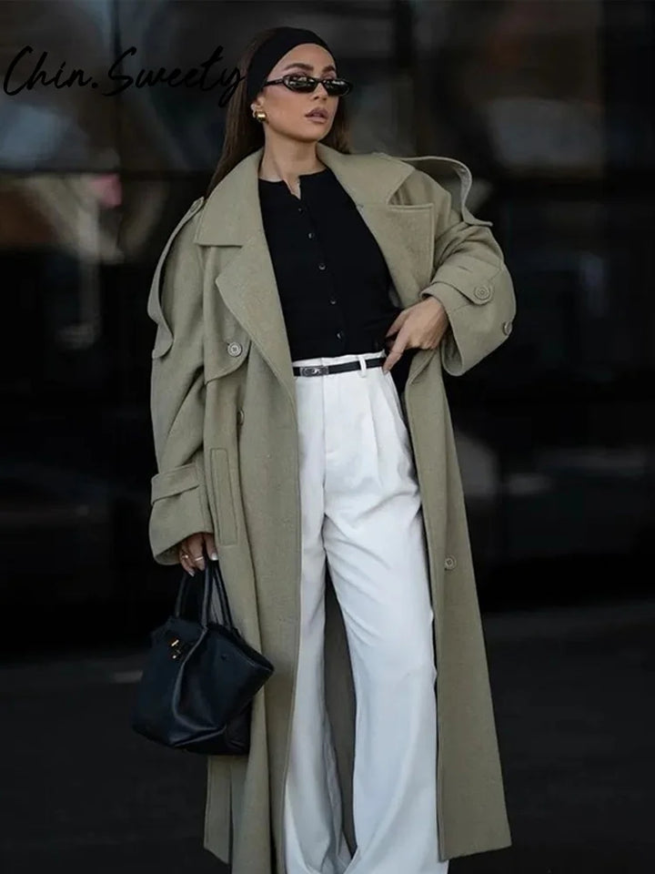 Lune London | Women's coat - Elegant and comfortable coat with belt and double row of buttons for cold days