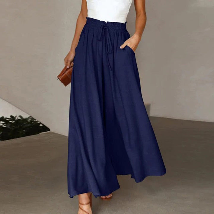Lune London | Maxi Skirt High Waist Elastic with Lacing A-Line with Pockets Long and Airy